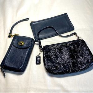 Vintage black leather Coach lot (3 pieces)